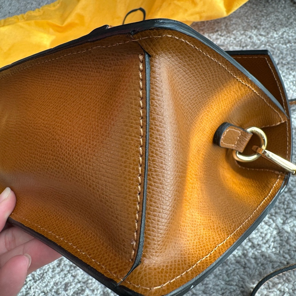 Mario Valentino Tan Crossbody Bag with Gold Accents - Picture 10 of 16